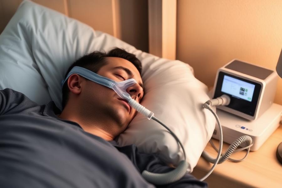 Patient dormant avec un masque PPC nasal